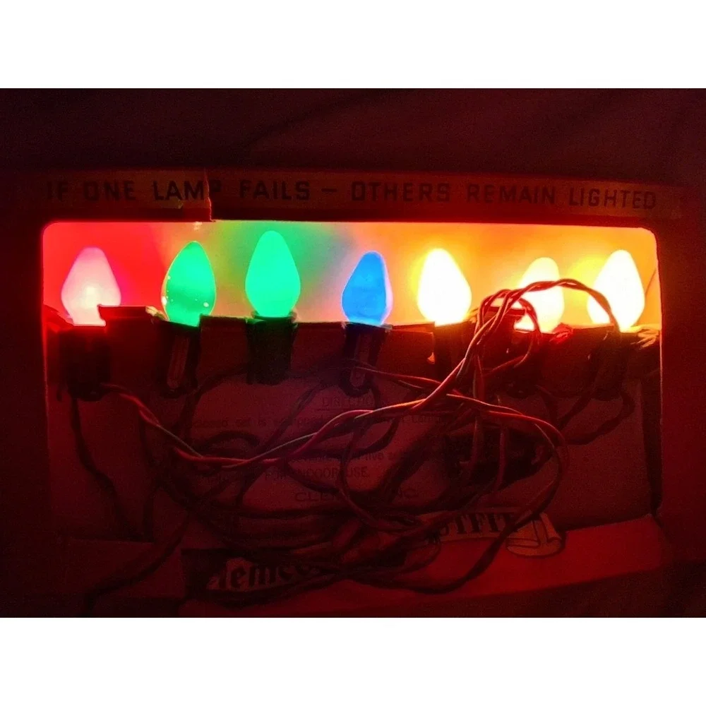 Vintage ClemCo 7 Light Christmas Tree Light Set w/ Original Box Working